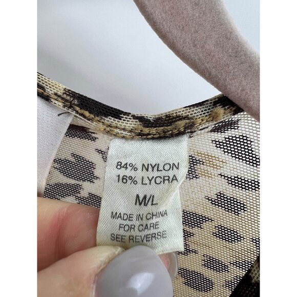 Marilyn Monroe Warners Leopard Print Sheer Robe Feathered Cuffs M/L Full Length - Picture 4 of 6